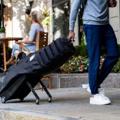 Sun Mountain ClubGlider Meridian Golf Travel Bag - 4-Wheel Rolling System, Extendable & Retractable Legs, Green-Black