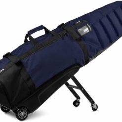 Sun Mountain ClubGlider Meridian Golf Travel Bag - 4-Wheel Rolling System, Extendable & Retractable Legs, Navy-Cavalry