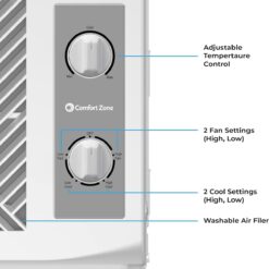 Comfort Zone Window Mounted Room Air Conditioner, 5,000 BTU, 7 Temperature Settings