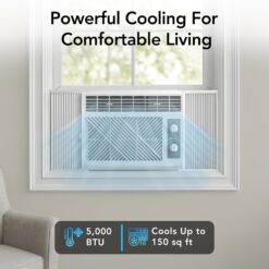 Comfort Zone Window Mounted Room Air Conditioner, 5,000 BTU, 7 Temperature Settings