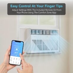 Comfort Zone Window Mounted Smart Wi-Fi Room Air Conditioner with Remote Control, 12,000 BTU