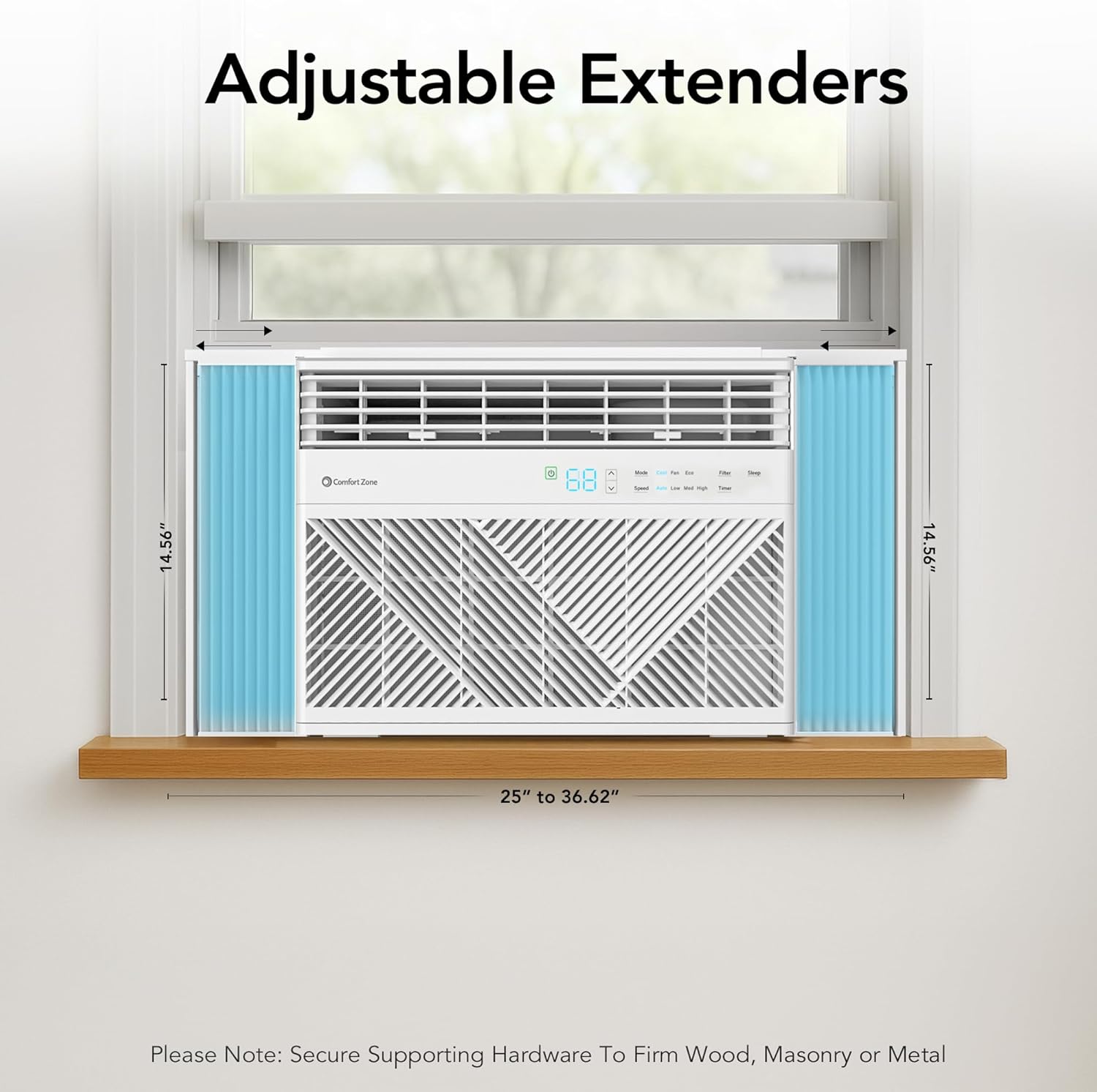 Comfort Zone Window Mounted Smart Wi-Fi Room Air Conditioner with Remote Control, 12,000 BTU