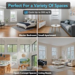 Comfort Zone Window Mounted Smart Wi-Fi Room Air Conditioner with Remote Control, 12,000 BTU