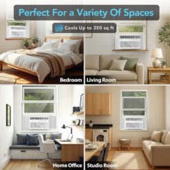 Comfort Zone Window Mounted Smart Wi-Fi Room Air Conditioner with Remote Control, 8,000 BTU