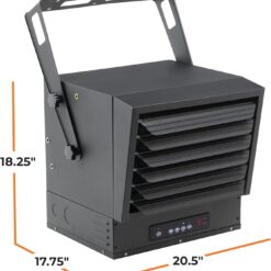 Comfort Zone 10,000W Hard-Wired Garage Heater, Black