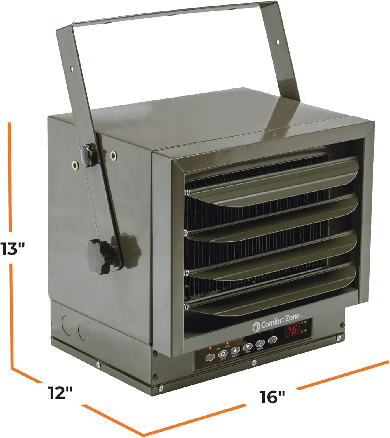 Comfort Zone 7500W Hard-Wired Garage Heater, Grey
