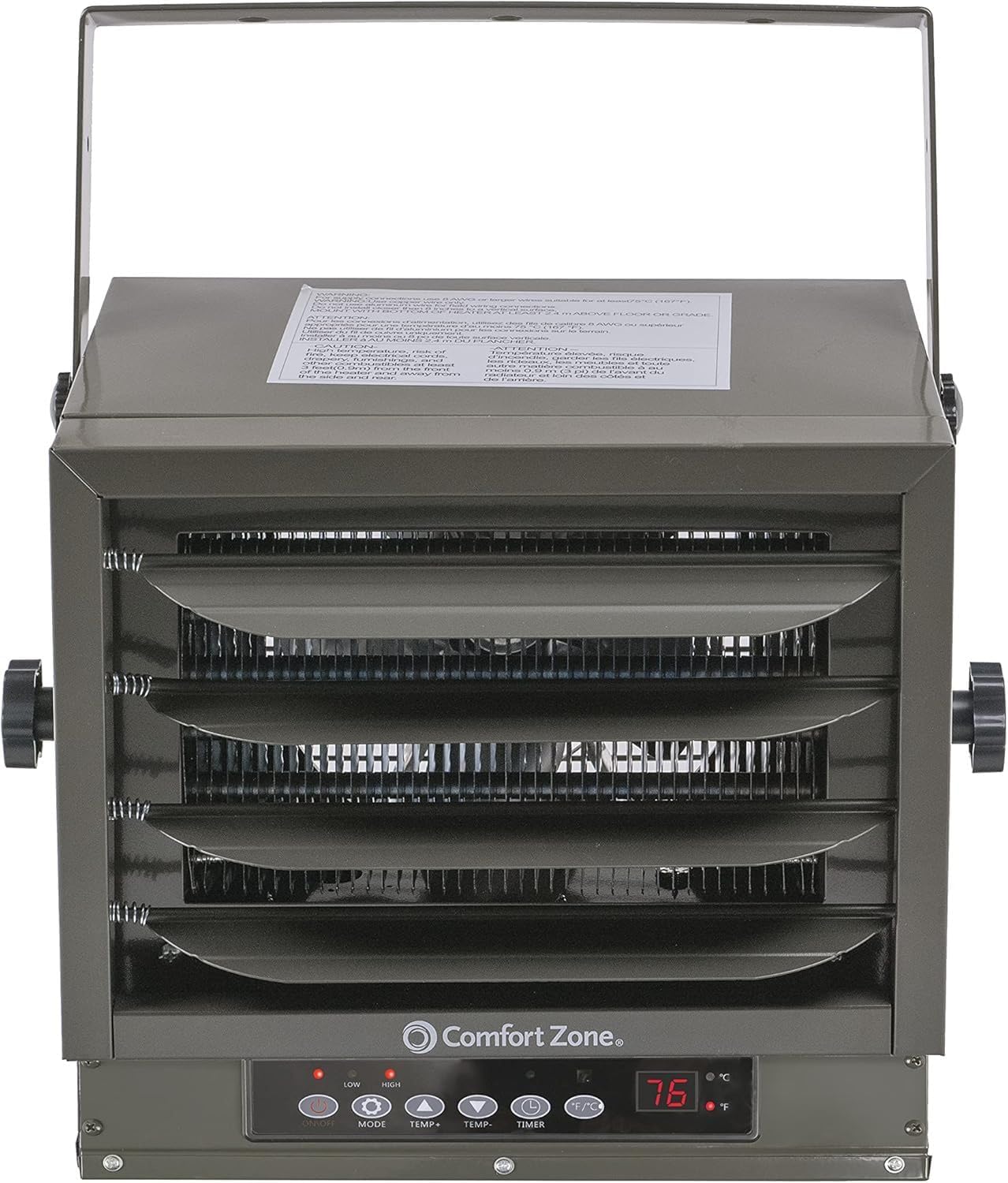 Comfort Zone 7500W Hard-Wired Garage Heater, Grey