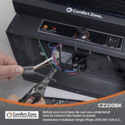 Comfort Zone Hard-Wired Ceiling Mount Garage Electric Space Heater, Fan-Forced, 5,000 watt, 240 volt, CZ220BK