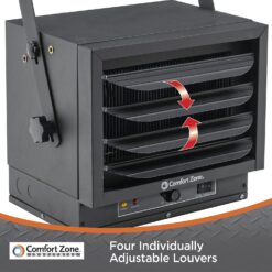 Comfort Zone Hard-Wired Ceiling Mount Garage Electric Space Heater, Fan-Forced, 5,000 watt, 240 volt, CZ220BK