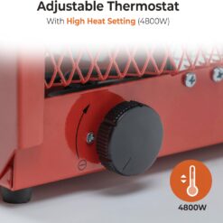 Comfort Zone CZ290 NEMA 6-30P 4,800-Watt Fan-Forced Industrial Heater, Integrated Thermostat Control, Red