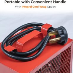 Comfort Zone CZ290 NEMA 6-30P 4,800-Watt Fan-Forced Industrial Heater, Integrated Thermostat Control, Red