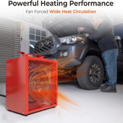 Comfort Zone CZ290 NEMA 6-30P 4,800-Watt Fan-Forced Industrial Heater, Integrated Thermostat Control, Red