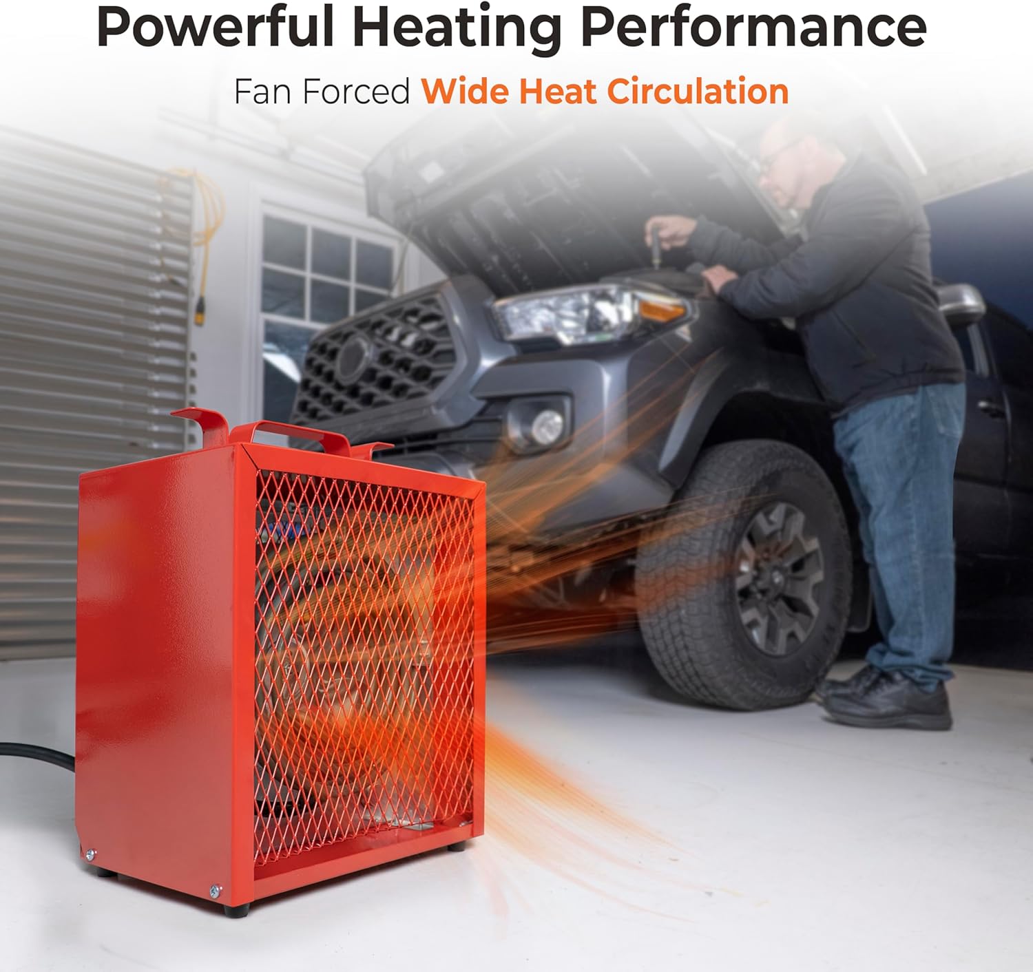 Comfort Zone CZ290 NEMA 6-30P 4,800-Watt Fan-Forced Industrial Heater, Integrated Thermostat Control, Red