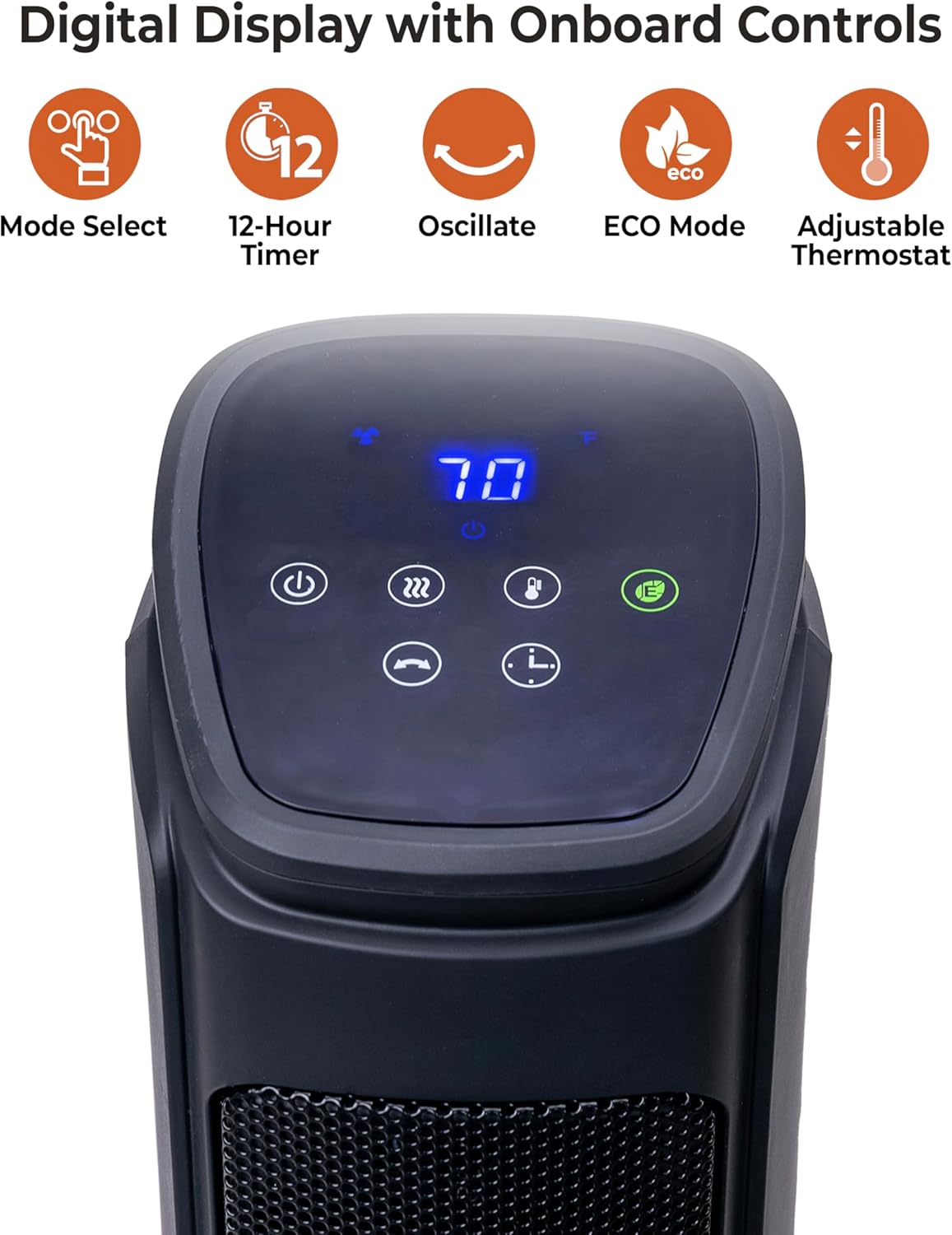 Comfort Zone 30-Inch Oscillating Tower Space Heater with Remote Control