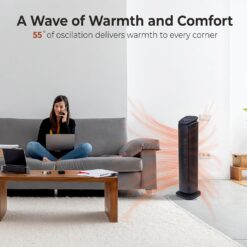 Comfort Zone 30-Inch Oscillating Tower Space Heater with Remote Control