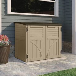 Suncast Horizontal Shed, Compact Outdoor Storage System, 34 Cu. Ft. Capacity, Sand & Slate