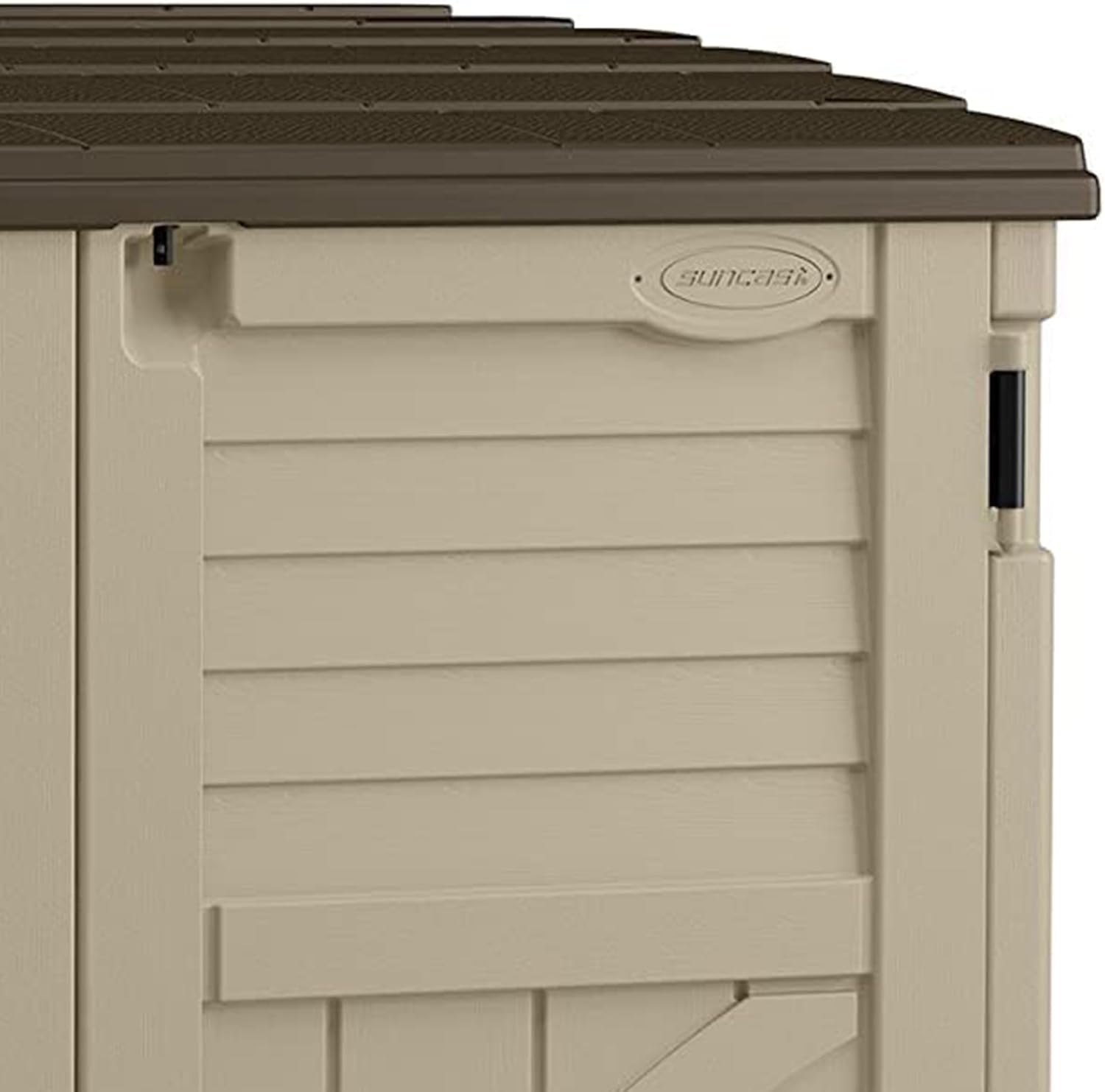 Suncast Horizontal Shed, Compact Outdoor Storage System, 34 Cu. Ft. Capacity, Sand & Slate