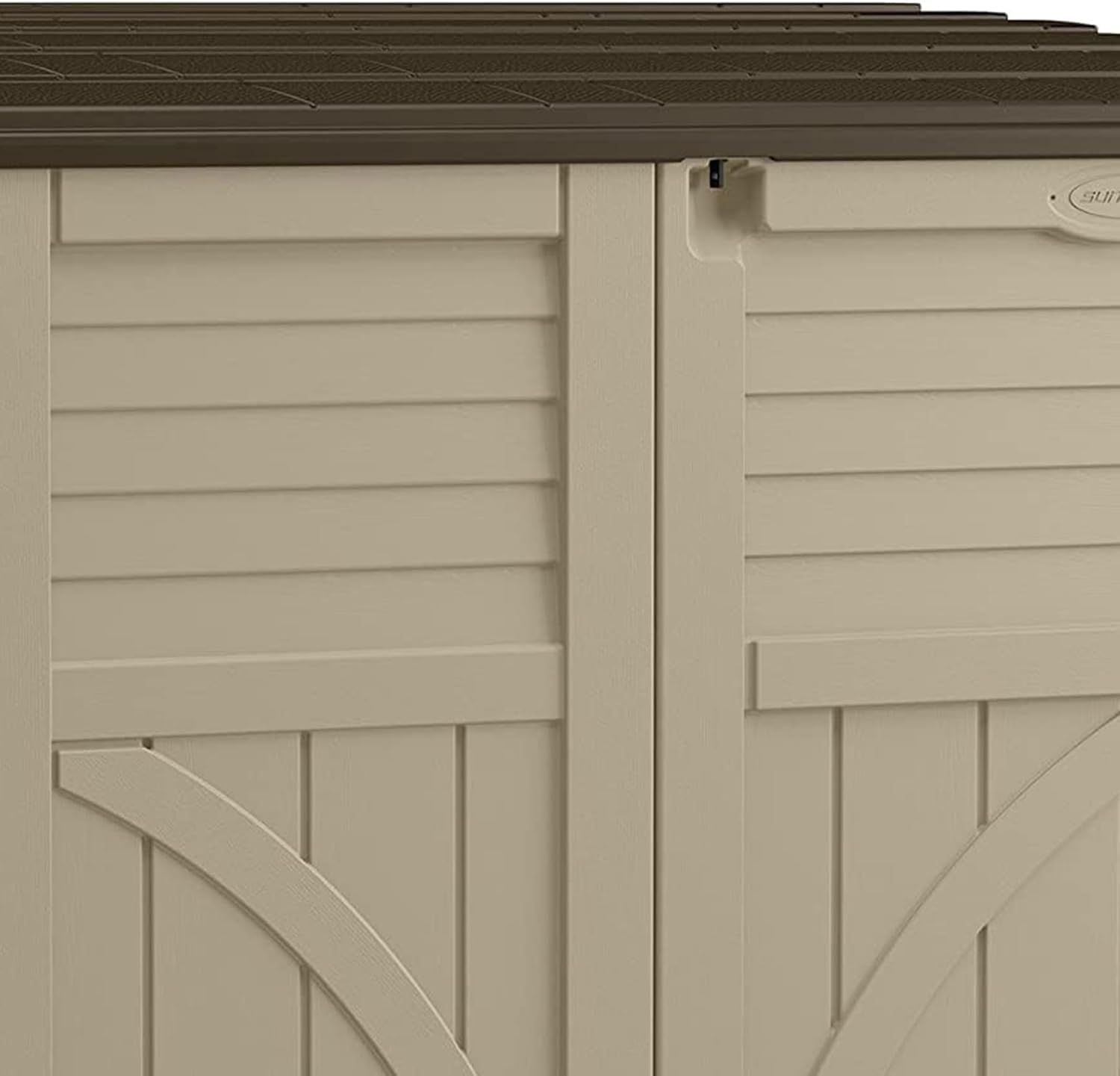 Suncast Horizontal Shed, Compact Outdoor Storage System, 34 Cu. Ft. Capacity, Sand & Slate