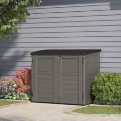 Suncast 34 Cu Ft Horizontal Resin Storage Shed - Outdoor Storage Shed with Floor Included, Lockable, Weatherproof, Stoney Black