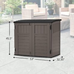 Suncast 34 Cu Ft Horizontal Resin Storage Shed - Outdoor Storage Shed with Floor Included, Lockable, Weatherproof, Stoney Black