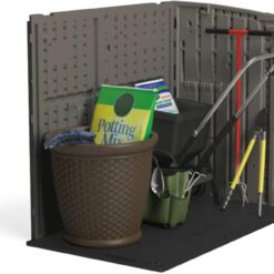 Suncast 34 Cu Ft Horizontal Resin Storage Shed - Outdoor Storage Shed with Floor Included, Lockable, Weatherproof, Stoney Black