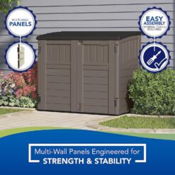 Suncast 34 Cu Ft Horizontal Resin Storage Shed - Outdoor Storage Shed with Floor Included, Lockable, Weatherproof, Stoney Black