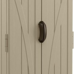 Suncast Vertical Shed, Compact Outdoor Storage System, 22 Cu. Ft. Capacity, Sand & Mustang