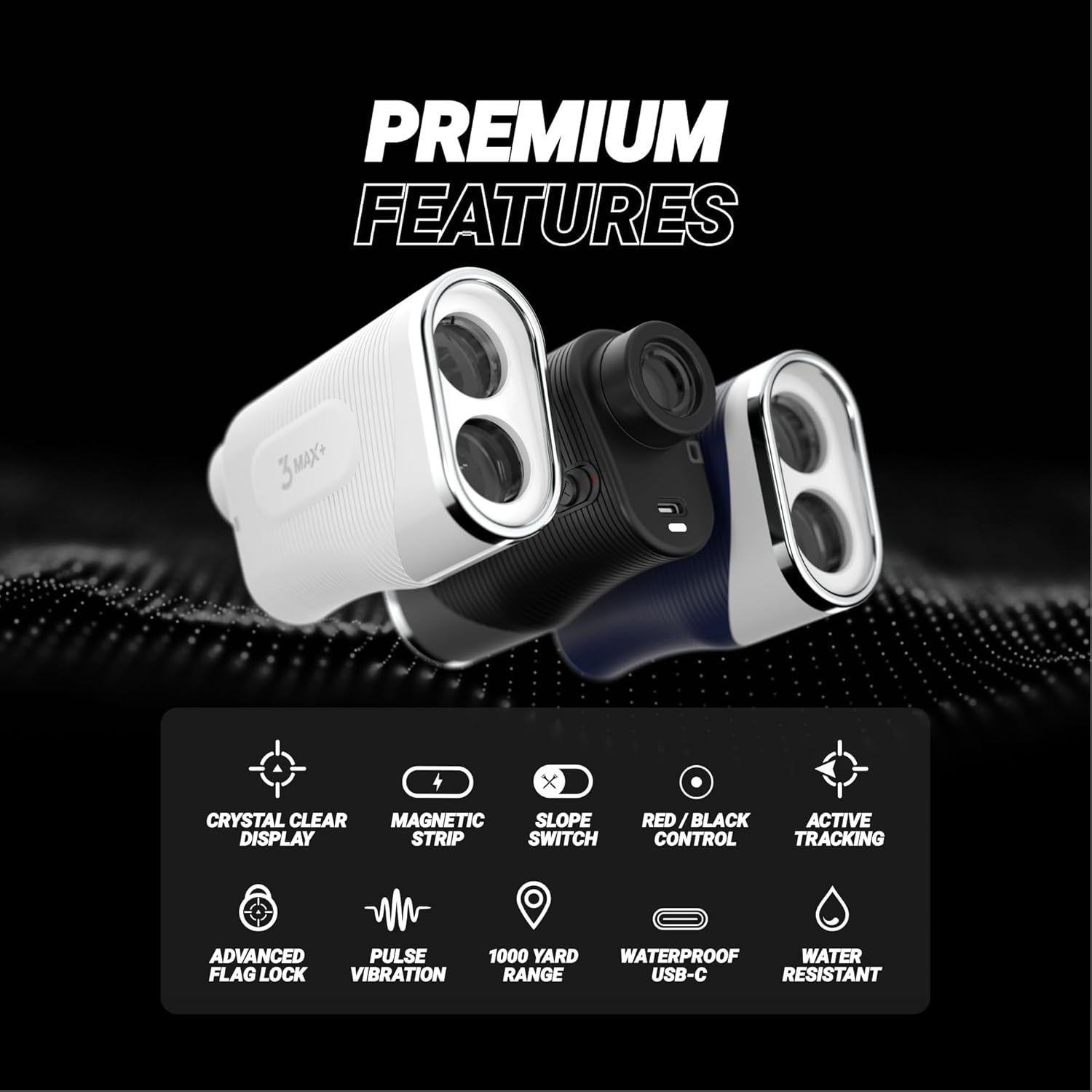 Blue Tees Golf Series 3 Max+ Golf Rangefinder with Slope Switch, 1000 Yards Range Finder, 6X Magnification Laser Rangefinder, White