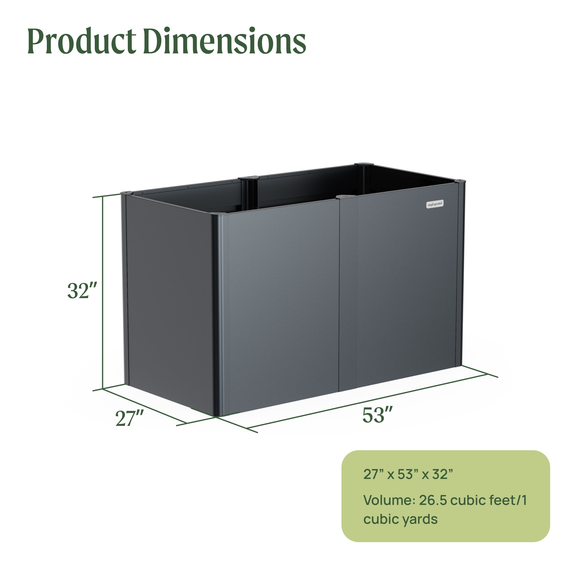 Vego Garden 27-cu ft 27-in W x 53-in L x 32-in H Midnight Blue Galvanized Metal Raised Garden Bed