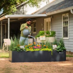 Vego Garden 22-cu ft 27-in W x 83-in L x 17-in H Midnight Blue Galvanized Metal Raised Garden Bed