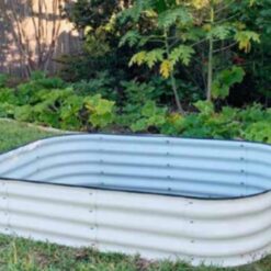 Vego Garden 16-cu ft 42-in W x 60-in L x 11-in H Pearl White Galvanized Metal Raised Garden Bed