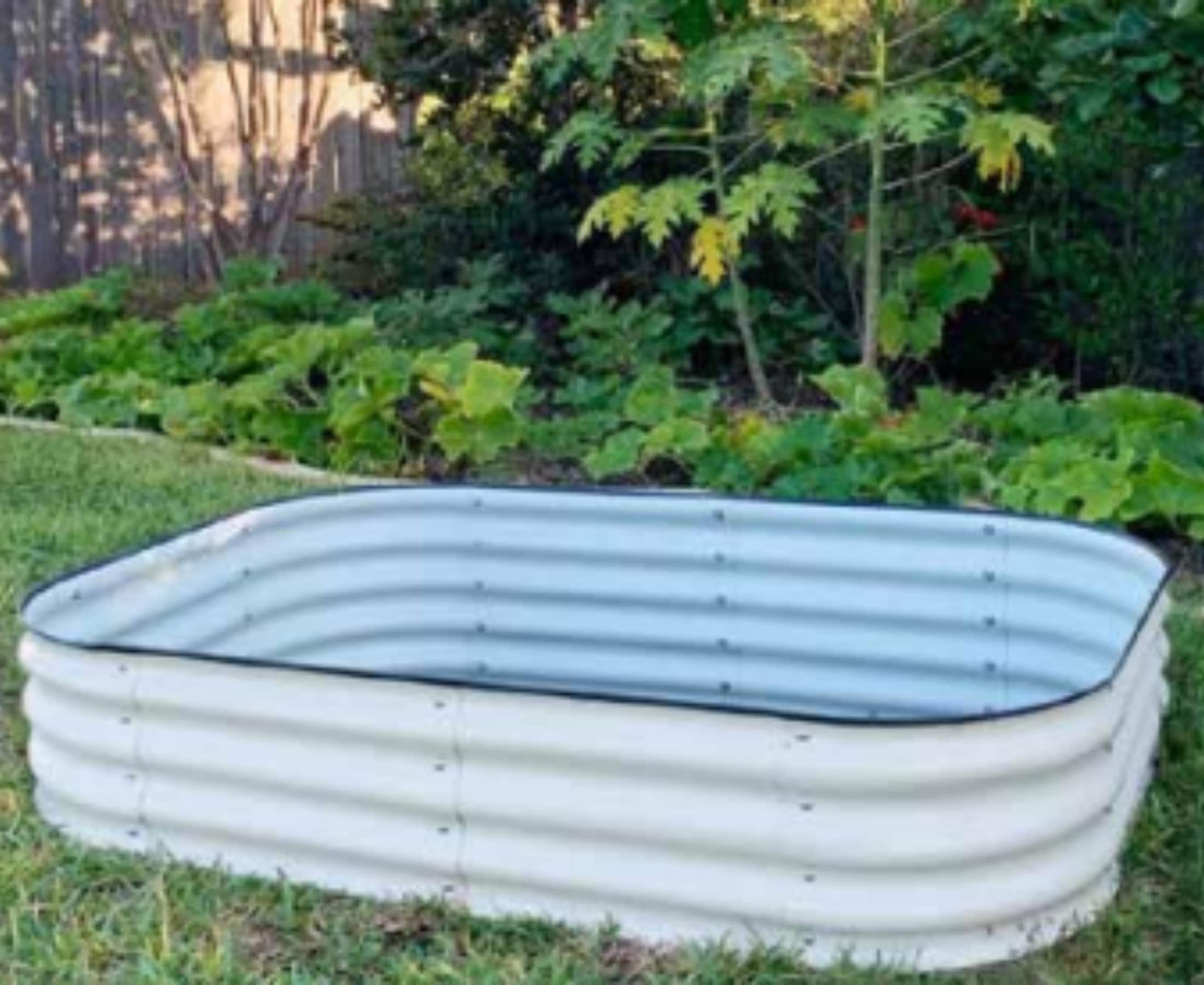 Vego Garden 16-cu ft 42-in W x 60-in L x 11-in H Pearl White Galvanized Metal Raised Garden Bed