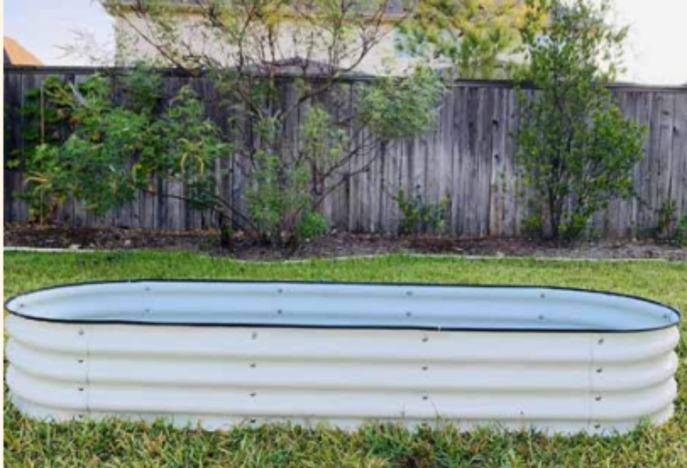 Vego Garden 16-cu ft 42-in W x 60-in L x 11-in H Pearl White Galvanized Metal Raised Garden Bed