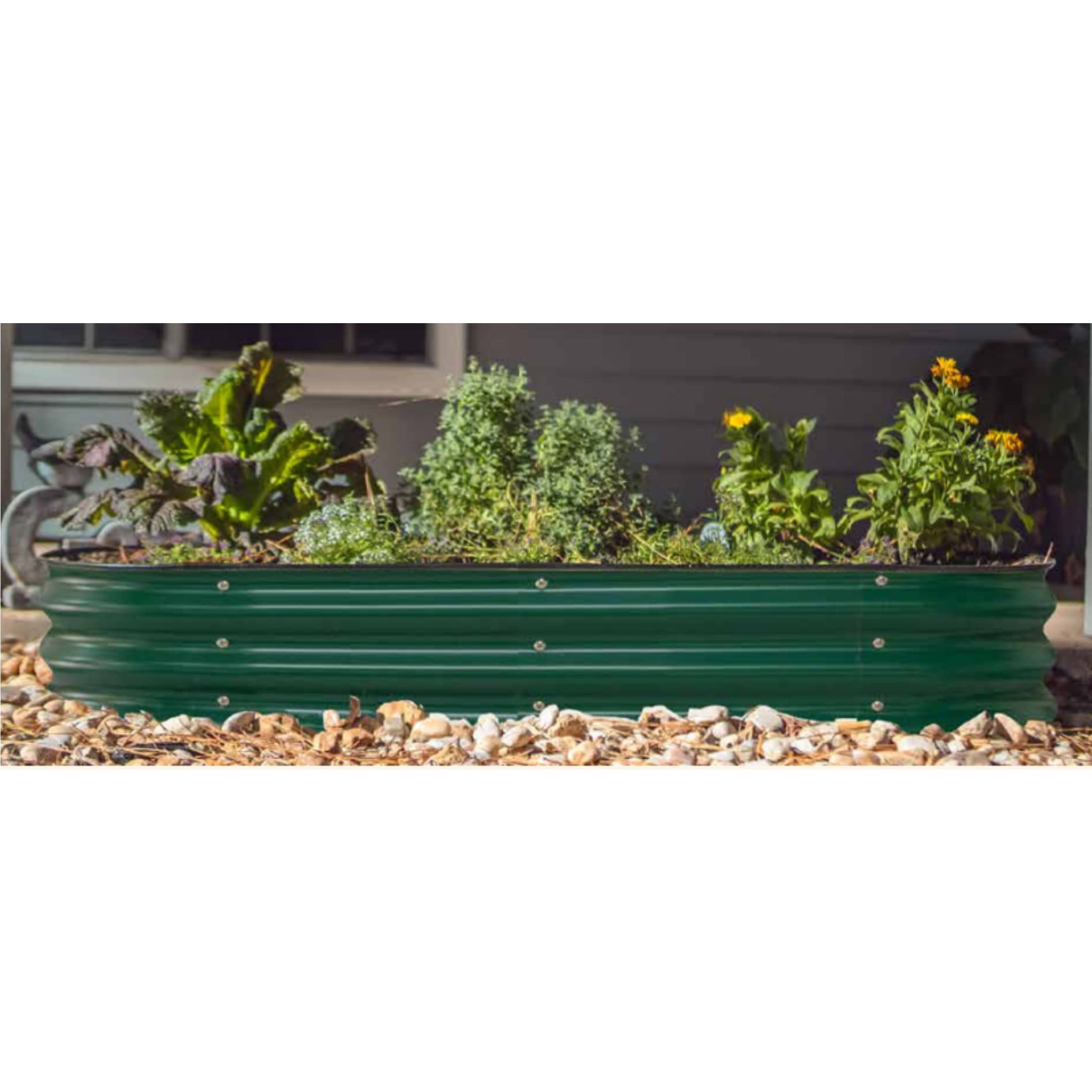 Vego Garden 16-cu ft 42-in W x 60-in L x 11-in H British Green Galvanized Metal Raised Garden Bed