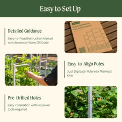 Vego Garden VWT 48-in W x 71-in H Powder Coated Steel Garden Trellis For Climbing Plants For Cucumbers For Roses For Tomatoes