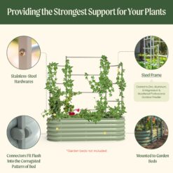 Vego Garden VWT 84-in W x 71-in H Powder Coated Steel Garden Trellis For Climbing Plants For Cucumbers For Roses For Tomatoes