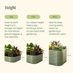 Vego Garden 7-cu ft 30-in W x 30-in L x 17-in H Modern Gray Galvanized Metal Raised Garden Bed