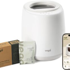 Vego Kitchen Composter, 4L Electric Composter Countertop 5 Modes Weight-Based Smart Compost Bin with App Odorless Auto-Cleaning Food Waste Compost Machine Indoor, White