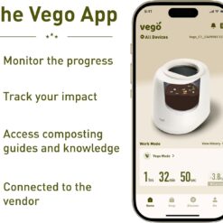 Vego Kitchen Composter, 4L Electric Composter Countertop 5 Modes Weight-Based Smart Compost Bin with App Odorless Auto-Cleaning Food Waste Compost Machine Indoor, Black