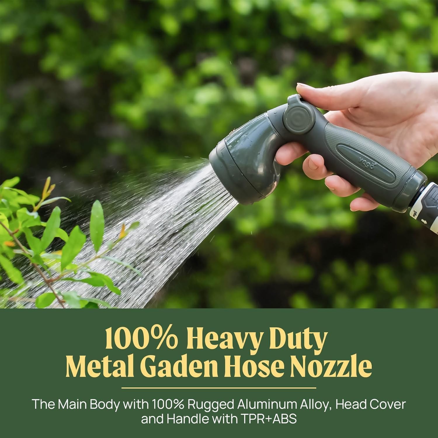 Vego Garden Hose Reel Retractable 1/2" x 100ft Wall Mounted Hose Reel Automatic Rewind, Any Length Lock with 9 Patterns Sprayer Nozzle, Quick Connector and Adjustable shot Nozzle