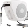 Vego Garden Hose Reel Retractable 1/2" x 100ft Wall Mounted Hose Reel Automatic Rewind, Any Length Lock with 9 Patterns Sprayer Nozzle, Quick Connector and Adjustable shot Nozzle