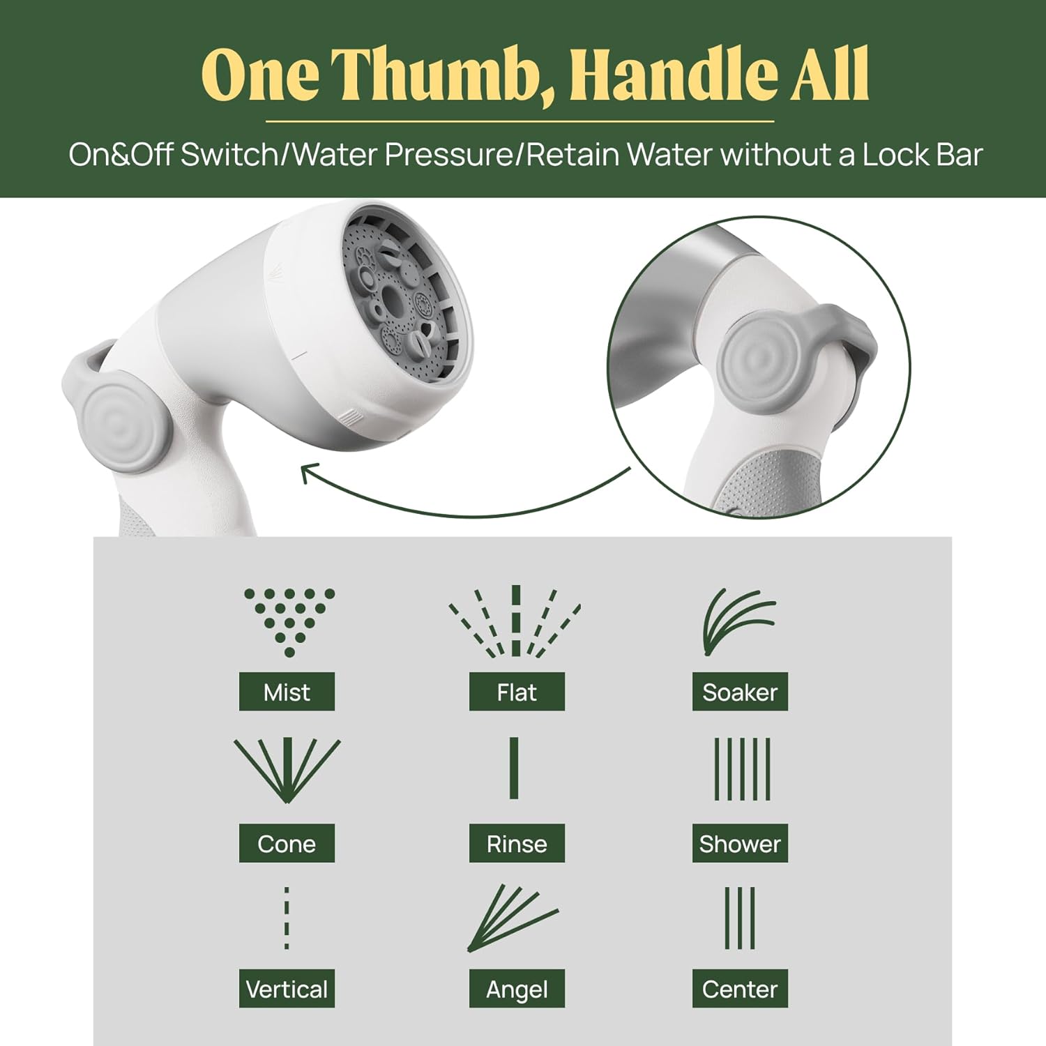 Garden Hose Reel Retractable 1/2" x 65ft Wall Mounted Hose Reel Automatic Rewind, Any Length Lock with 9 Patterns Sprayer Nozzle, Quick Connector and Adjustable shot Nozzle- Cloud White