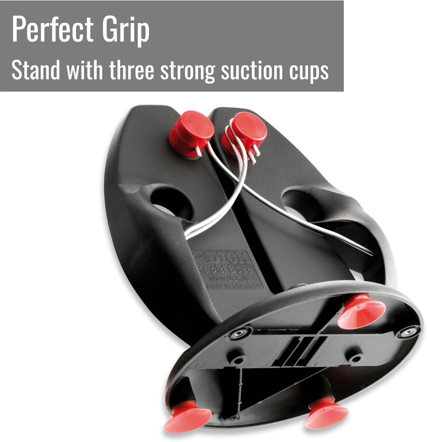 F. DICK – Rapid Steel Action Set Knife Sharpener Black including stand plate - Professional kitchen knife sharpening - Stainless steel sharpening rods - Simple application - Made in Germany