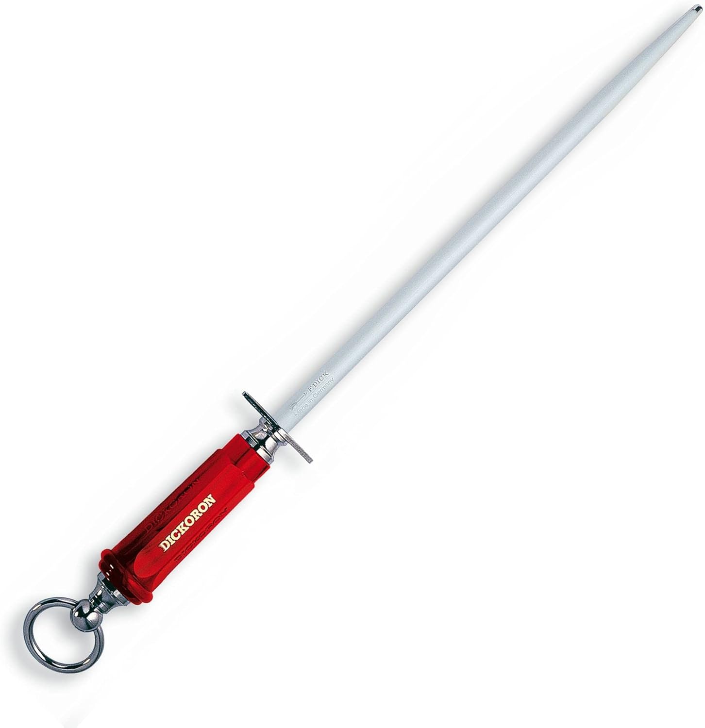 Friedr Dick 12 Inch Sharpening Steel - Sapphire Cut, Round - Item 759 81 30, Red