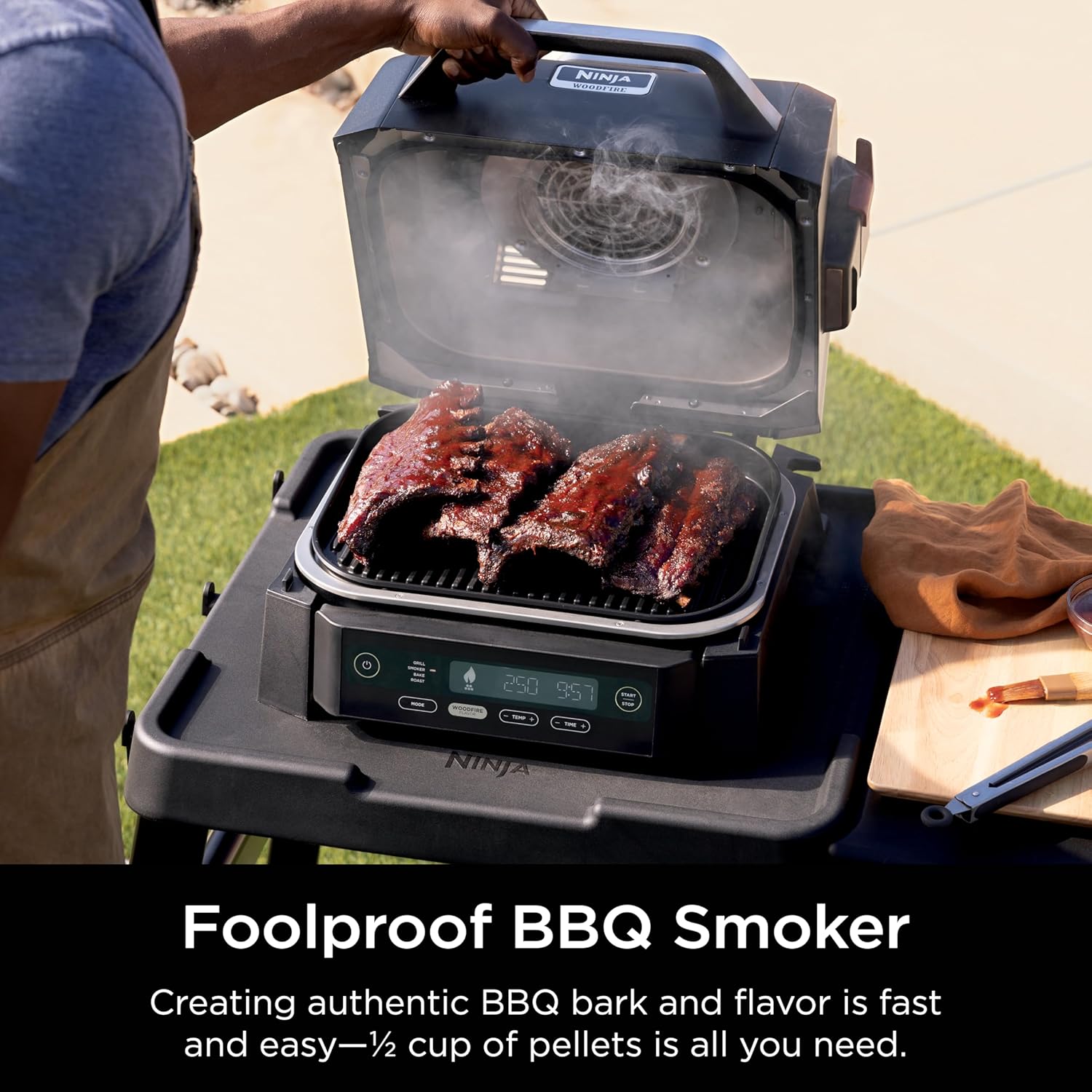 Ninja Woodfire Outdoor 4-in-1 Smoker OG301 1760 -Watt Black Electric Grill