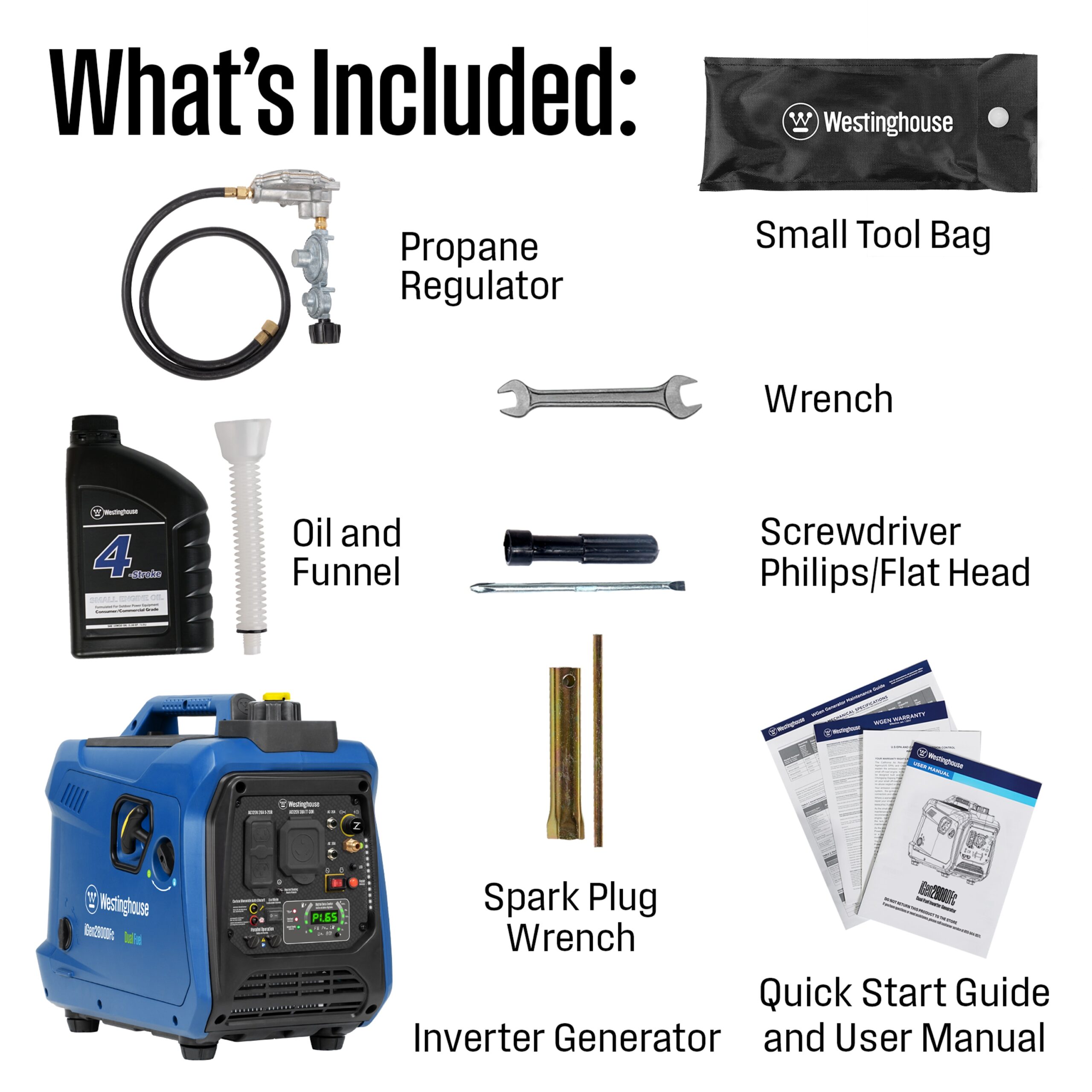 Westinghouse iGen2800DFc Recoil Start 2800 -Watt Dual Fuel (Gasoline/Propane) Inverter Generator