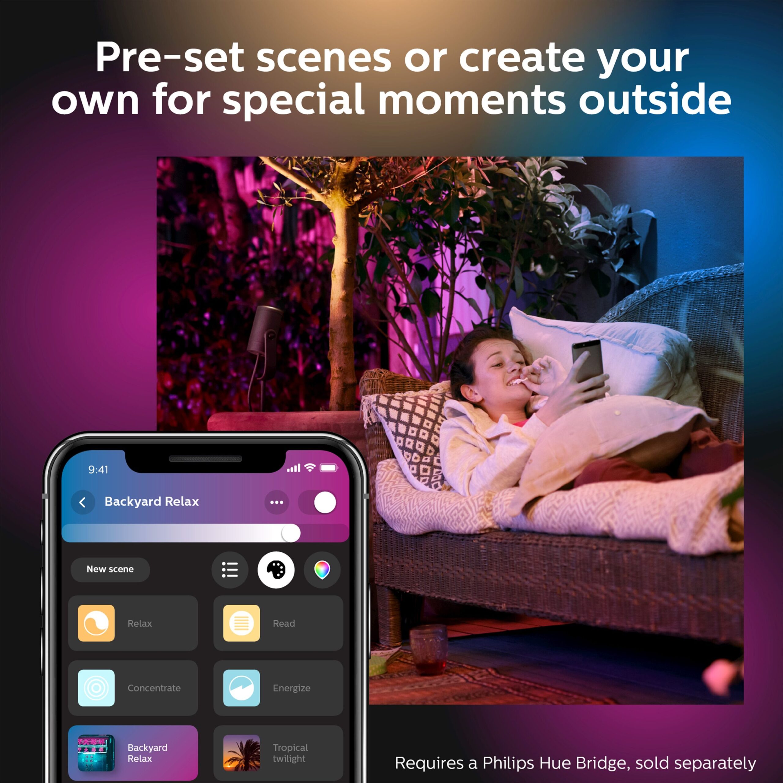 Philips Hue Lily Outdoor 8 -Watt Black Low voltage Plug-in Smart Compatible LED Spot light kit