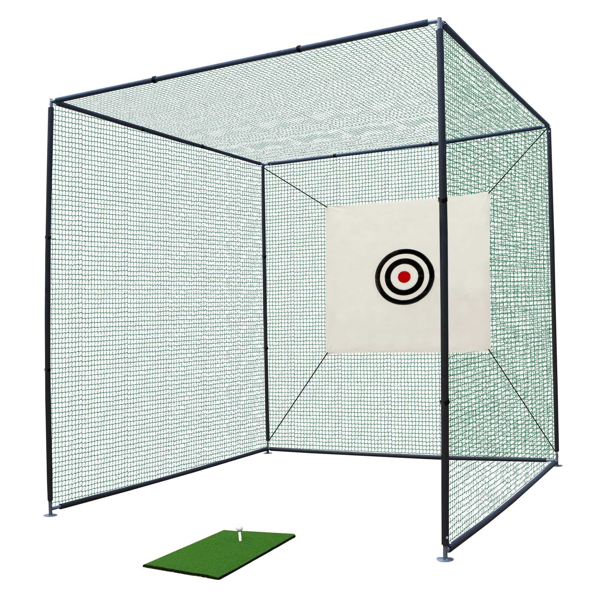 Siavonce Golf Practice Net Cage 10x10x10ft Golf Driving Range Net with Target Cloth, Portable Indoor Outdoor Golf Net, Durable Golf Hitting Cage for Backyard