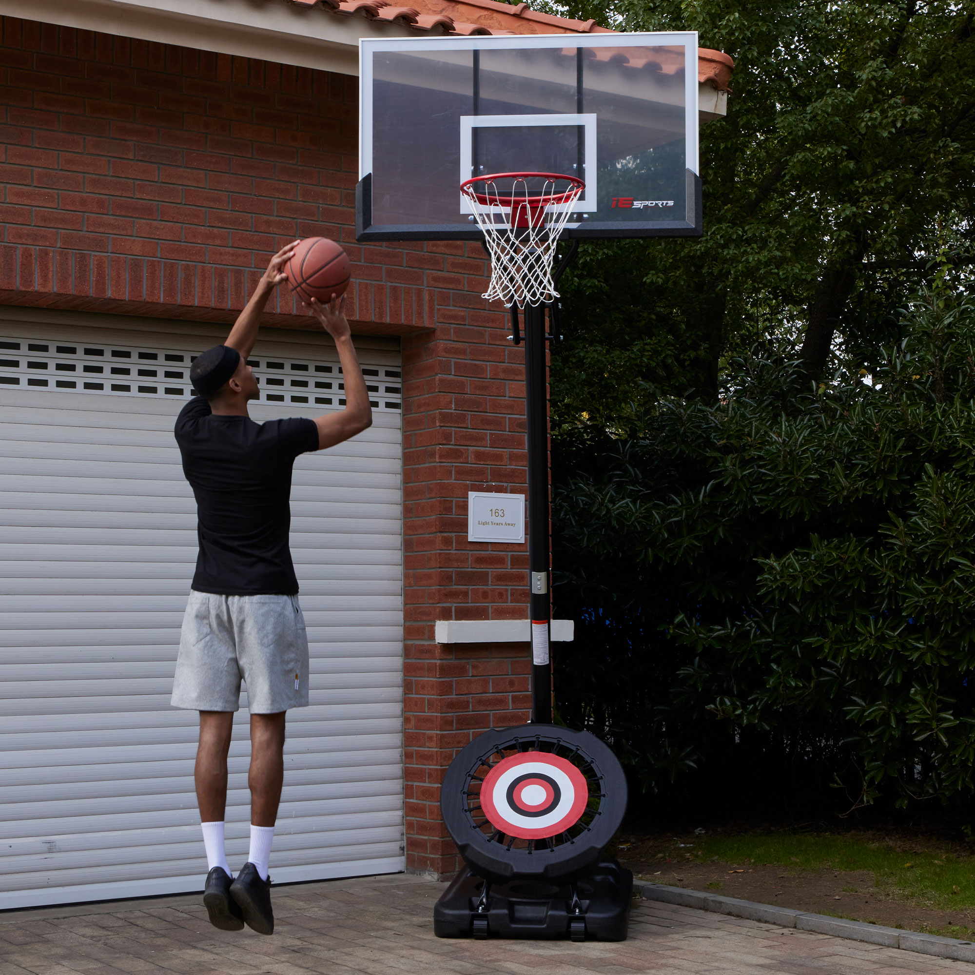 IE Sports Portable Basketball Hoop with Adjustable Height with 50 Inch Backboard and Rebounder