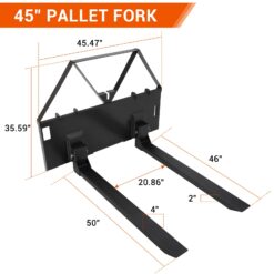 Garvee 45 Skid Steer Pallet Forks Heavy Duty 3200 lbs Capacity Skid Steer Forks Attachment for Tractors and Loaders Quick Attach Mount Black